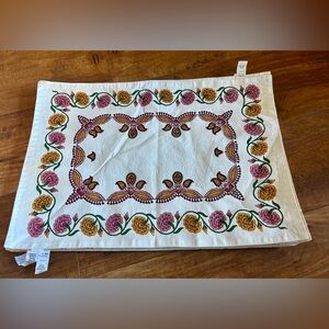 World Market Set Of 6 Each Placemats + Napkins Boho Style Reversible Yellow Pink